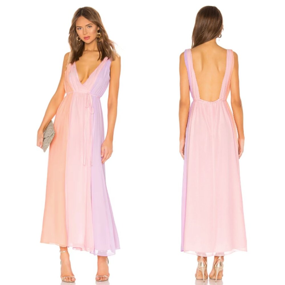 NWT Revolve Privacy Please Pastel Pink and Lavender Striped Laurel Maxi Dress